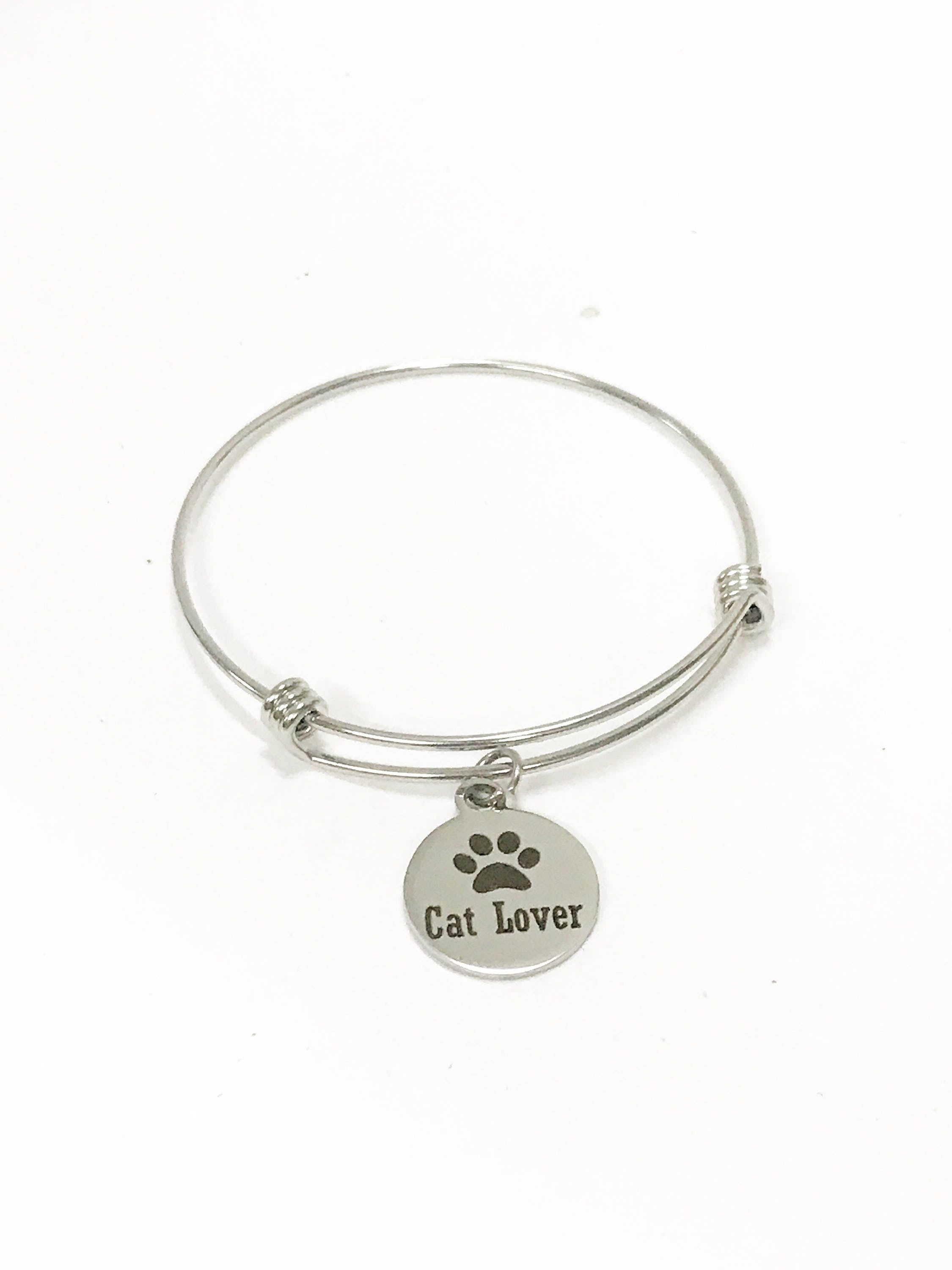 Cat Lover Expanding Bangle Charm Bracelet, Stacking Bracelet, Stackable Bangle, Pet Lover Gift, Cat Mom Gift, Cat Mama, New Cat Owner Gift